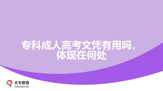 專科成人高考文憑有用嗎，體現(xiàn)在何處