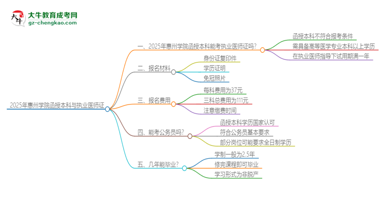 2025年惠州學(xué)院函授本科學(xué)歷能考執(zhí)業(yè)醫(yī)師證嗎？思維導(dǎo)圖