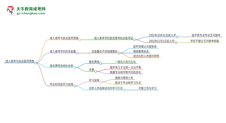 2025年五邑大學(xué)的成人高考學(xué)歷能報考執(zhí)業(yè)醫(yī)師證嗎？思維導(dǎo)圖