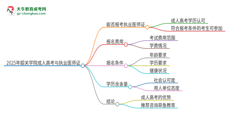 2025年韶關(guān)學院的成人高考學歷能報考執(zhí)業(yè)醫(yī)師證嗎？思維導圖
