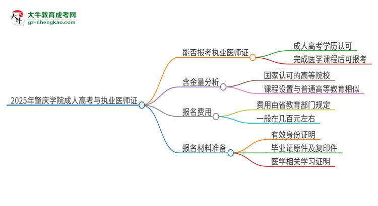 2025年肇慶學(xué)院的成人高考學(xué)歷能報(bào)考執(zhí)業(yè)醫(yī)師證嗎？思維導(dǎo)圖