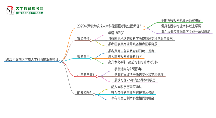 2025年深圳大學(xué)成人本科可否報(bào)考執(zhí)業(yè)醫(yī)師資格證？思維導(dǎo)圖