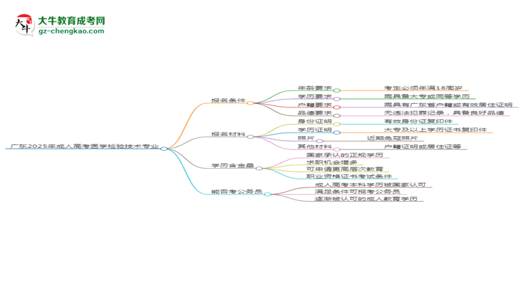 廣東2025年成人高考醫(yī)學檢驗技術專業(yè)學歷能考公嗎？思維導圖