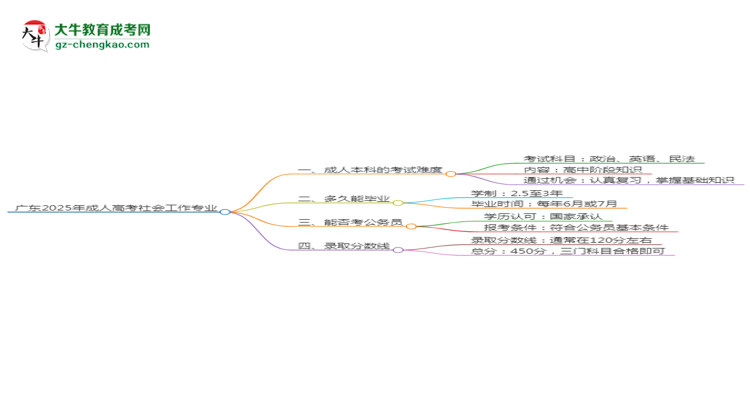 廣東2025年成人高考社會工作專業(yè)能考研究生嗎？思維導圖