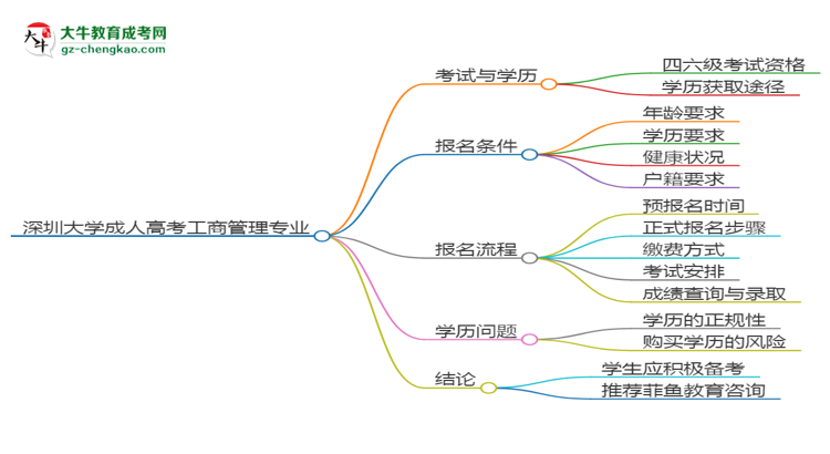 深圳大學(xué)2025年成考工商管理專業(yè)生可不可以考四六級？思維導(dǎo)圖