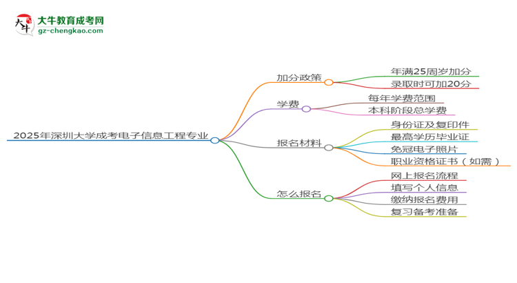 2025年深圳大學(xué)成考電子信息工程專(zhuān)業(yè)最新加分政策及條件思維導(dǎo)圖
