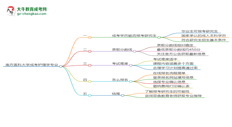 南方醫(yī)科大學(xué)2025年成考護理學(xué)專業(yè)能考研究生嗎？思維導(dǎo)圖