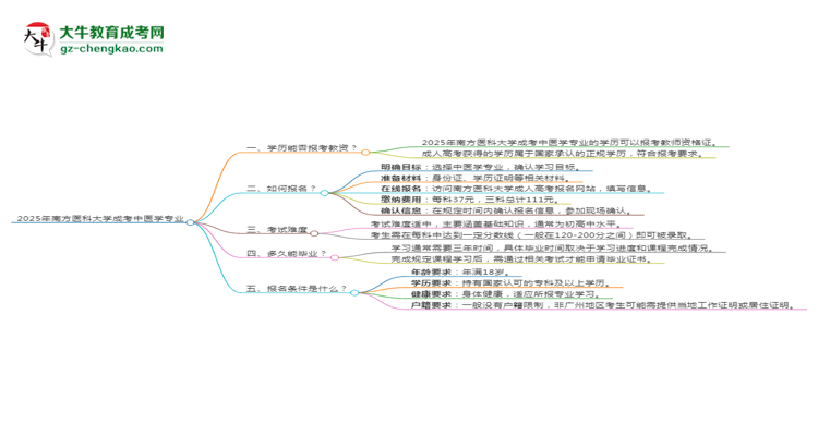 2025年南方醫(yī)科大學(xué)成考中醫(yī)學(xué)專(zhuān)業(yè)學(xué)歷能報(bào)考教資嗎？思維導(dǎo)圖