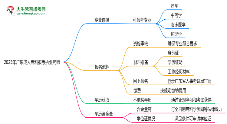 2025年廣東成人?？颇男I(yè)可報(bào)考執(zhí)業(yè)藥師？思維導(dǎo)圖