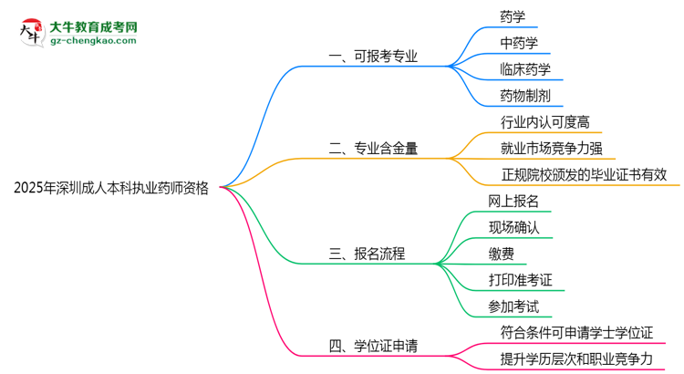 2025年深圳成人本科哪些專業(yè)可考執(zhí)業(yè)藥師資格？思維導圖