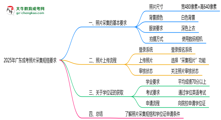 2025年廣東成考照片采集規(guī)格要求思維導圖