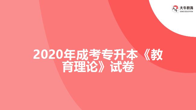 2020年成考專(zhuān)升本《教育理論》試卷
