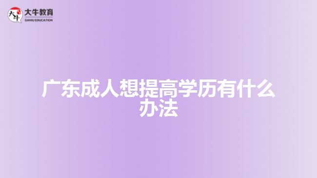 廣東成人想提高學歷有什么辦法