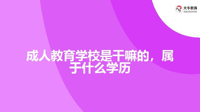 成人教育學(xué)校是干嘛的，屬于什么學(xué)歷