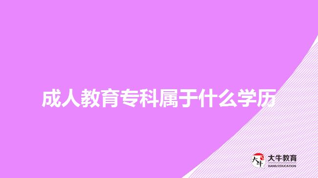 成人教育?？茖儆谑裁磳W(xué)歷