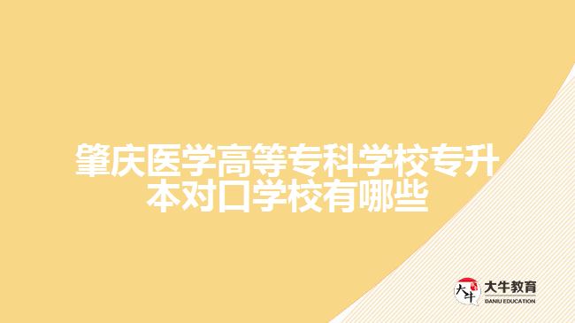 肇慶醫(yī)學(xué)高等專科學(xué)校專升本對口學(xué)校有哪些