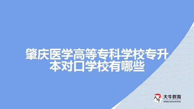 肇慶醫(yī)學(xué)高等專科學(xué)校專升本對口學(xué)校有哪些