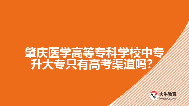 肇慶醫(yī)學(xué)高等專科學(xué)校中專升大專只有高考渠道嗎？