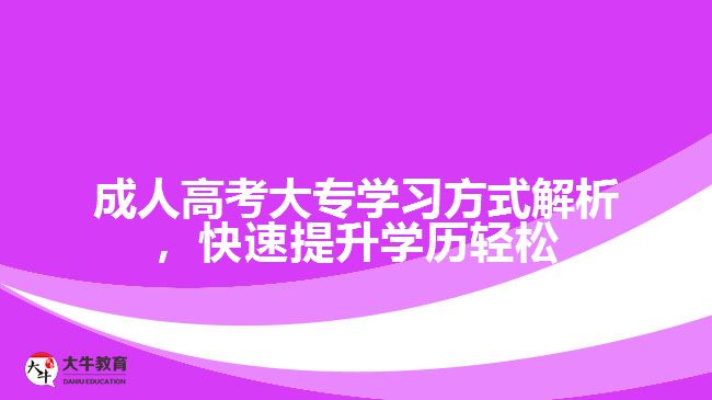 成人高考大專學(xué)習(xí)方式解析，快速提升學(xué)歷輕松成才