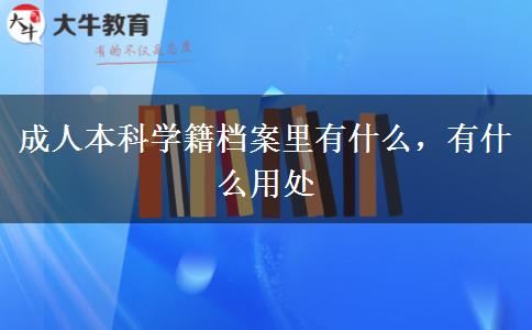 成人本科學(xué)籍檔案里有什么，有什么用處
