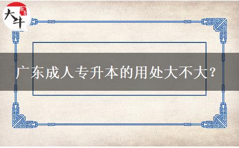 廣東成人專升本的用處大不大？