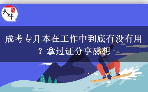 成考專升本在工作中到底有沒有用？拿過證分享感想