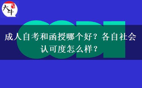 成人自考和函授哪個好？各自社會認可度怎么樣？