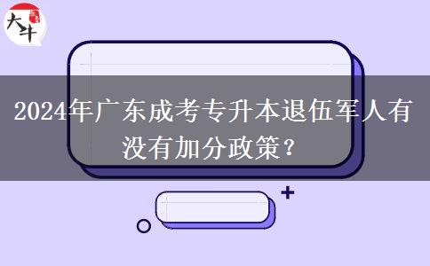 2024年廣東成考專升本退伍軍人有沒有加分政策？