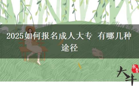 2025如何報(bào)名成人大專(zhuān) 有哪幾種途徑