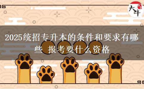 2025統(tǒng)招專升本的條件和要求有哪些 報考要什么資格