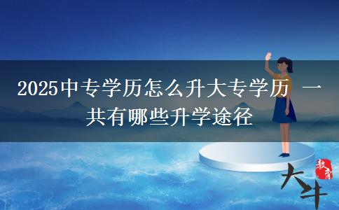 2025中專(zhuān)學(xué)歷怎么升大專(zhuān)學(xué)歷 一共有哪些升學(xué)途徑