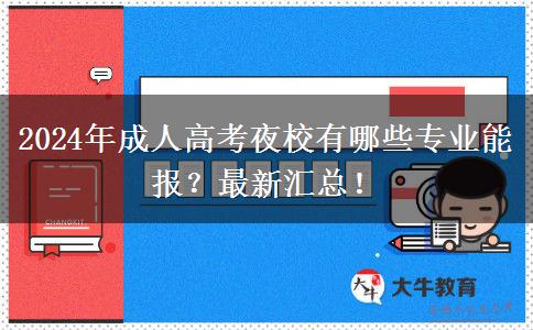 2024年成人高考夜校有哪些專業(yè)能報？最新匯總！