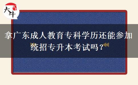 拿廣東成人教育?？茖W(xué)歷還能參加統(tǒng)招專升本考試嗎？
