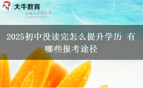 2025初中沒(méi)讀完怎么提升學(xué)歷 有哪些報(bào)考途徑