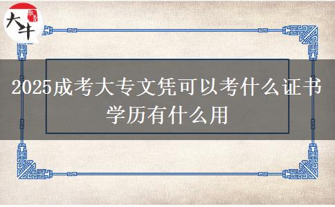 2025成考大專文憑可以考什么證書 學歷有什么用