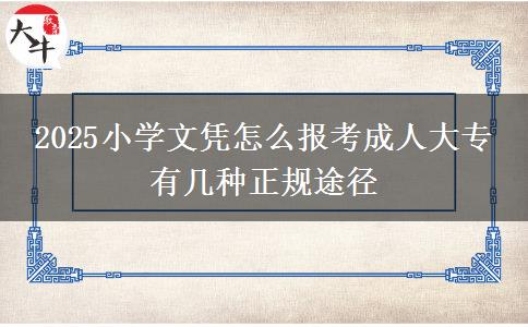 2025小學(xué)文憑怎么報考成人大專 有幾種正規(guī)途徑