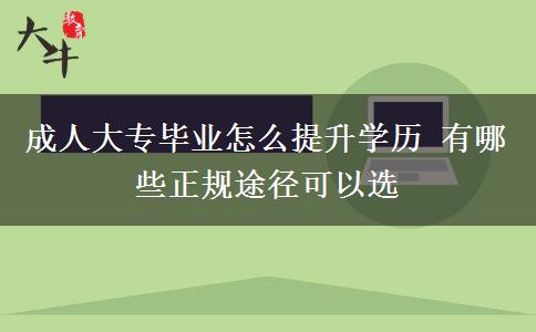 成人大專畢業(yè)怎么提升學(xué)歷 有哪些正規(guī)途徑可以選