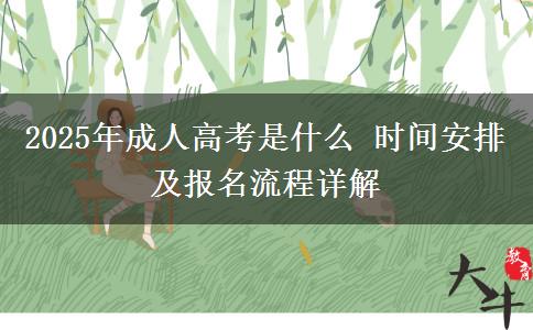 2025年成人高考是什么 時間安排及報名流程詳解
