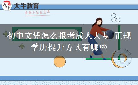 初中文憑怎么報(bào)考成人大專(zhuān) 正規(guī)學(xué)歷提升方式有哪些