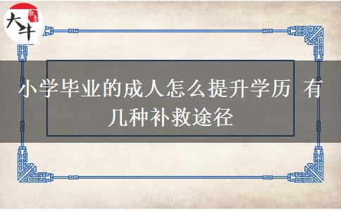 小學畢業(yè)的成人怎么提升學歷 有幾種補救途徑
