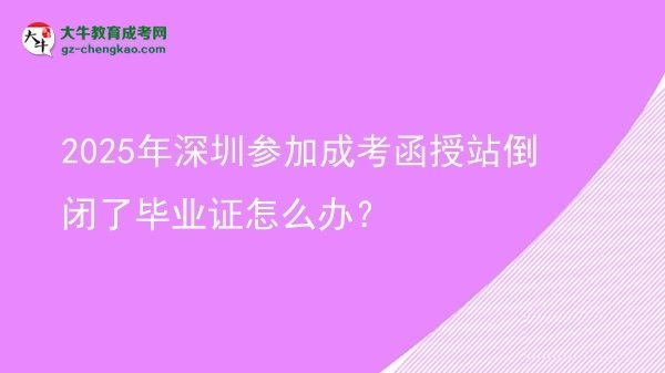 【科普】2025年深圳參加成考函授站倒閉了畢業(yè)證怎么辦？