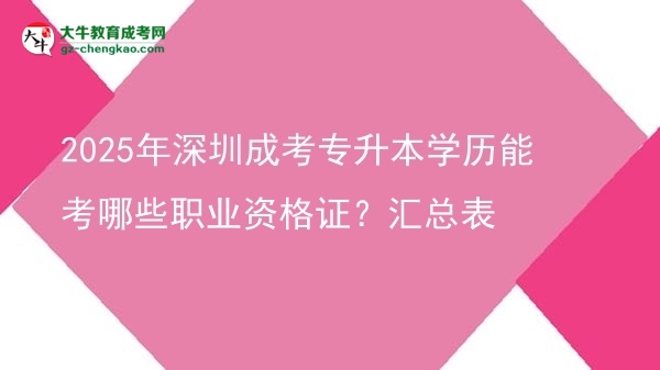 2025年深圳成考專升本學歷能考哪些職業(yè)資格證？匯總表圖片